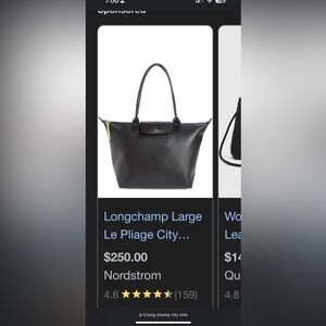 Longchamp Le Pilage City Tote Large Black Leather